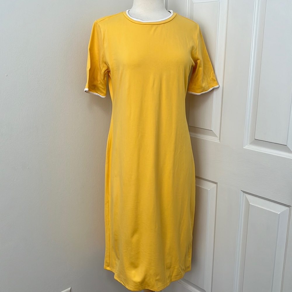 Sonnet James “A Play Dress” yellow white knit dress